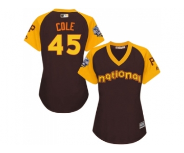 Women's Majestic Pittsburgh Pirates #45 Gerrit Cole Authentic Brown 2016 All-Star National League BP Cool Base MLB Jersey