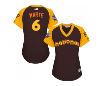 Women's Majestic Pittsburgh Pirates #6 Starling Marte Authentic Brown 2016 All-Star National League BP Cool Base MLB Jersey