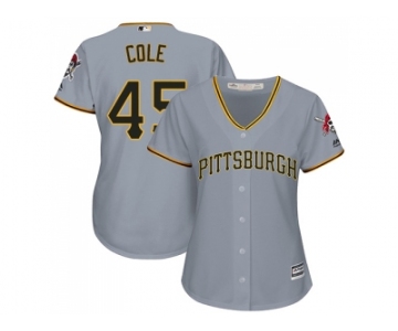 Women's Pittsburgh Pirates #45 Gerrit Cole Grey Road Stitched MLB Jersey