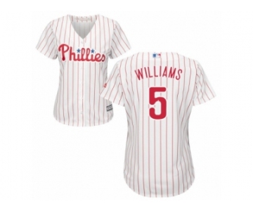Women Majestic Philadelphia Phillies #5 Nick Williams Replica White Red Strip Home Cool Base MLB Jersey