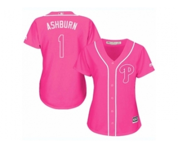 Women's Majestic Philadelphia Phillies #1 Richie Ashburn Replica Pink Fashion Cool Base MLB Jersey