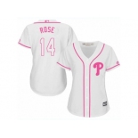 Women's Majestic Philadelphia Phillies #14 Pete Rose Replica White Fashion Cool Base MLB Jersey