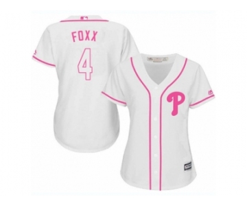 Women's Majestic Philadelphia Phillies #4 Jimmy Foxx Replica White Fashion Cool Base MLB Jersey
