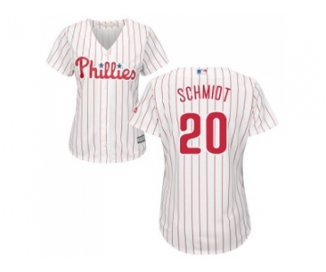 Women's Philadelphia Phillies #20 Mike Schmidt White(Red Strip) Home Stitched MLB Jersey