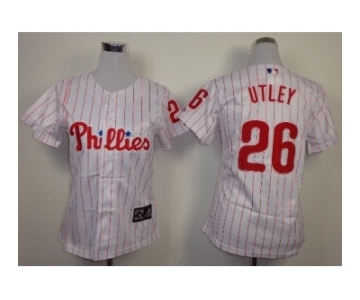 women mlb jerseys philadelphia phillies #26 utley white(red strip)