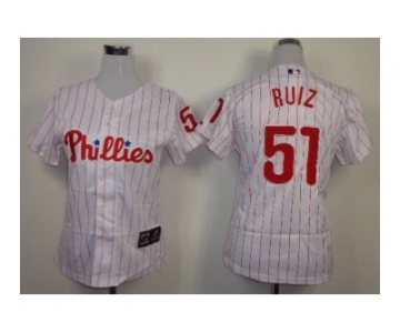 women mlb jerseys philadelphia phillies #51 ruiz white[red strip]