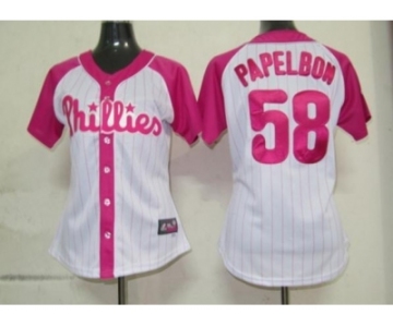 women mlb philadephia phillies #58 papelbon white pink[2012]