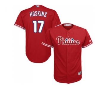 Youth Philadelphia Phillies #17 Rhys Hoskins Red Cool Base Stitched MLB Jersey