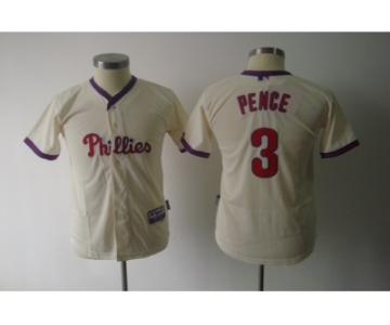 youth mlb philadelphia phillies #3 pence Cream