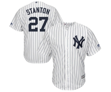 Youth Majestic New York Yankees #27 Giancarlo Stanton Authentic White Home MLB Jersey