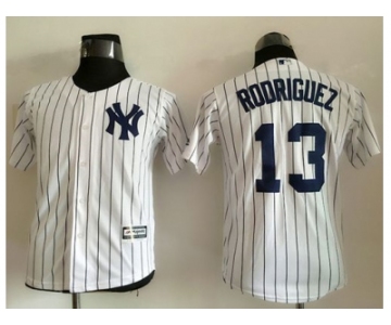 Youth New York Yankees #13 Alex Rodriguez White Name Back Stitched Baseball Jersey