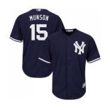Youth New York Yankees #15 Thurman Munson Authentic Navy Blue Alternate Baseball Jersey