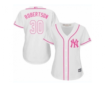 Women Majestic New York Yankees #30 David Robertson Replica White Fashion Cool Base MLB Jersey