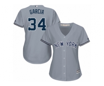 Women Majestic New York Yankees #34 Jamie Garcia Replica Grey Road MLB Jersey