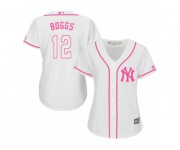 Women's Majestic New York Yankees #12 Wade Boggs Authentic White Fashion Cool Base MLB Jersey
