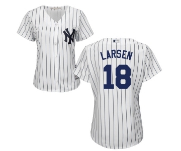 Women's Majestic New York Yankees #18 Don Larsen Authentic White Home MLB Jersey