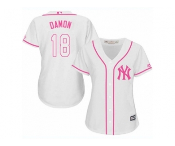 Women's Majestic New York Yankees #18 Johnny Damon Authentic White Fashion Cool Base MLB Jersey