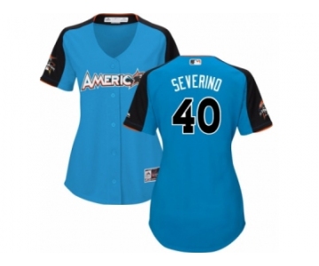 Women's Majestic New York Yankees #40 Luis Severino Authentic Blue American League 2017 MLB All-Star MLB Jersey