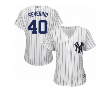 Women's Majestic New York Yankees #40 Luis Severino Replica White Home MLB Jersey