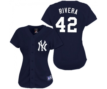 Women's Majestic New York Yankees #42 Mariano Rivera Authentic Navy Blue MLB Jersey