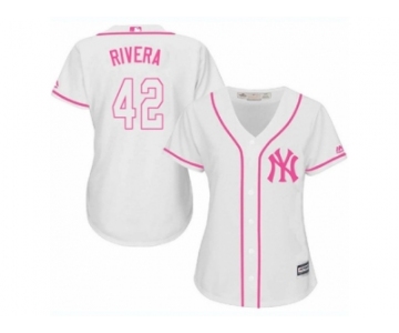 Women's Majestic New York Yankees #42 Mariano Rivera Authentic White Fashion Cool Base MLB Jersey