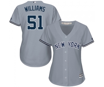 Women's Majestic New York Yankees #51 Bernie Williams Authentic Grey Road MLB Jersey