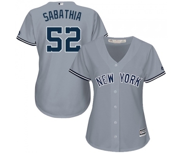 Women's Majestic New York Yankees #52 C.C. Sabathia Authentic Grey Road MLB Jersey