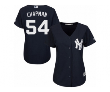 Women's Majestic New York Yankees #54 Aroldis Chapman Replica Navy Blue Alternate MLB Jersey
