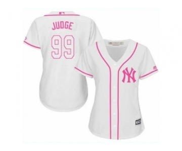 Women's Majestic New York Yankees #99 Aaron Judge Replica White Fashion Cool Base MLB Jersey