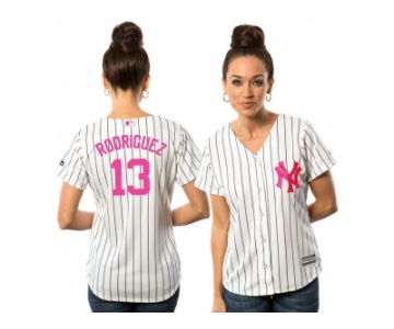 Women's New York Yankees #13 Alex Rodriguez White Home 2016 Mother's Day Cool Base Jersey
