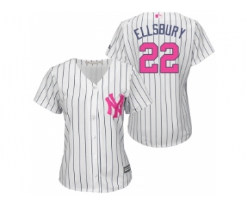 Women's New York Yankees #22 Jacoby Ellsbury White Home 2016 Mother's Day Cool Base Jersey