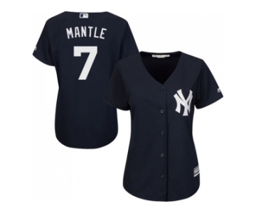 Women's New York Yankees #7 Mickey Mantle Navy Blue Alternate Stitched MLB Jersey