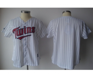 MLB Women Jerseys Minnesota Twins blank White[blue strip]