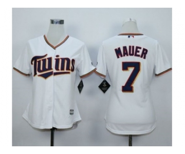 MLB Women Minnesota Twins #7 Joe Mauer White jerseys