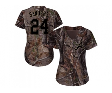 Women Atlanta Braves #24 Deion Sanders Camo Realtree Collection Cool Base Stitched MLB Jersey