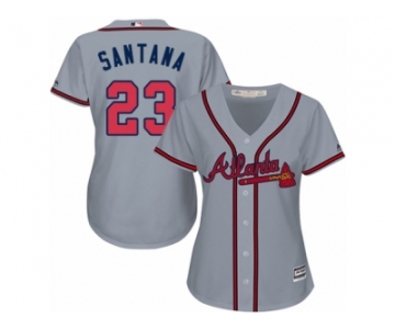Women Majestic Atlanta Braves #23 Danny Santana Authentic Grey Road Cool Base MLB Jersey