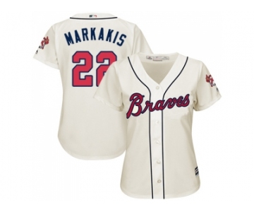 Women's Atlanta Braves #22 Nick Markakis Cream Alternate Stitched MLB Jersey