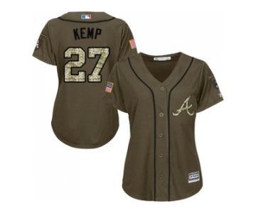 Women's Atlanta Braves #27 Matt Kemp Green Salute to Service Stitched MLB Jersey