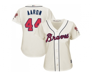Women's Atlanta Braves #44 Hank Aaron Cream Alternate Stitched MLB Jersey