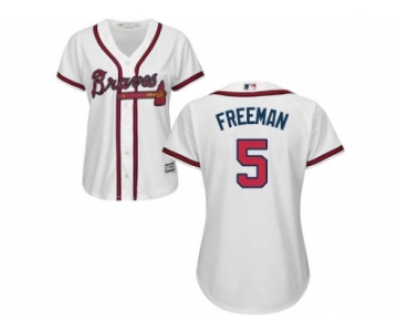 Women's Atlanta Braves #5 Freddie Freeman White Home Stitched MLB Jersey