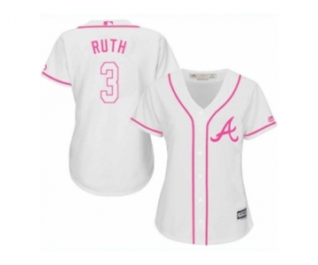 Women's Majestic Atlanta Braves #3 Babe Ruth Replica White Fashion Cool Base MLB Jersey