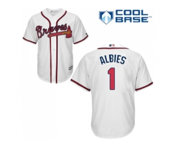 Youth Atlanta Braves #1 Ozzie Albies White Cool Base Stitched MLB Jersey
