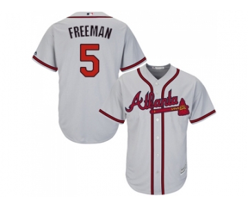 Youth Atlanta Braves #5 Freddie Freeman Grey Cool Base Stitched MLB Jersey