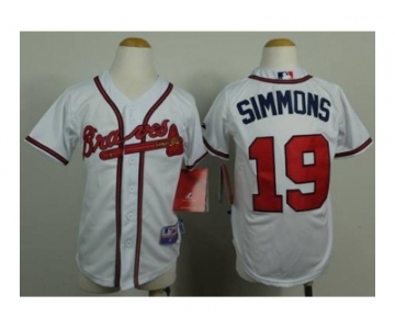 youth mlb jerseys atlanta braves #19 simmons white