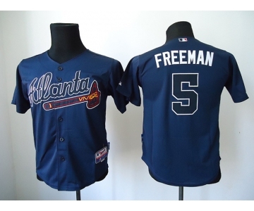 youth mlb jerseys atlanta braves #5 freeman blue