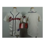 youth mlb jerseys atlanta braves blank cream
