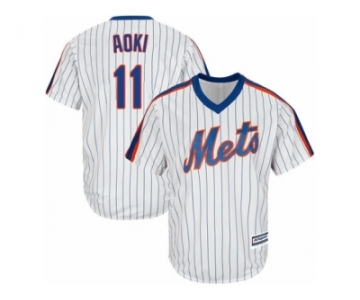Youth Majestic New York Mets #11 Norichika Aoki Replica White Alternate Cool Base MLB Jersey