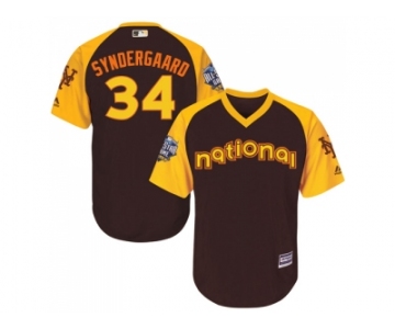 Youth Majestic New York Mets #34 Noah Syndergaard Authentic Brown 2016 All-Star National League BP Cool Base MLB Jersey
