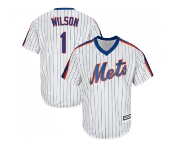 Youth New York Mets #1 Mookie Wilson White(Blue Strip) Alternate Cool Base Stitched MLB Jersey