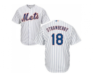 Youth New York Mets #18 Darryl Strawberry White(Blue Strip) Cool Base Stitched MLB Jersey